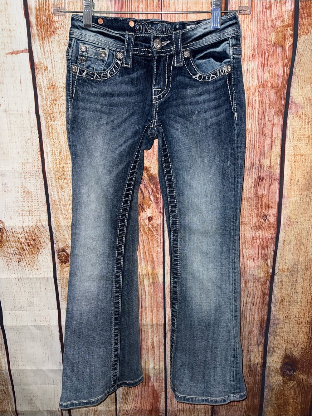 Miss Me Girls size 8 Bootcut denim jeans lace sparkles